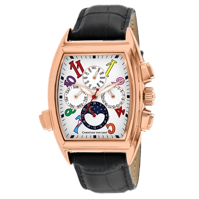 Christian Van Sant Grandeur Automatic White Dial Mens Watch Cv2136 In Black / Gold Tone / Rose / Rose Gold Tone / White