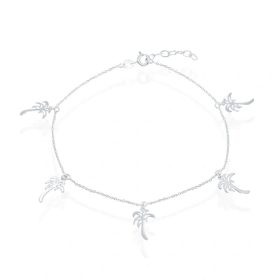 Simona Sterling Silver Dangling Palm Trees Anklet
