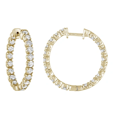 Vir Jewels 3 Cttw Si2-i1 Diamond Inside Out Hoop Earrings 14k Yellow Gold Round 1 Inch In White