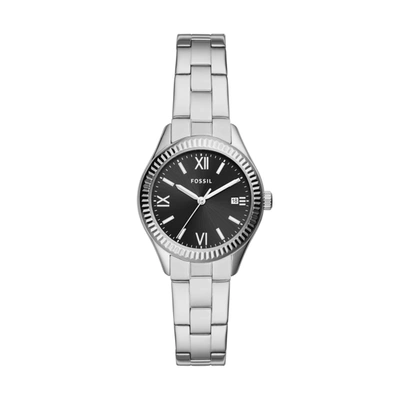 Fossil Women's Rye Three-hand Date, Stainless Steel Watch In Black
