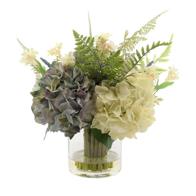 Creative Displays Dnu Inactive  Cream & Purple Hydrangea With Fern Floral Arrangement In White