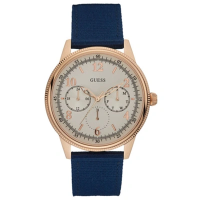 Guess Men's Aviator White Dial Watch In Gold