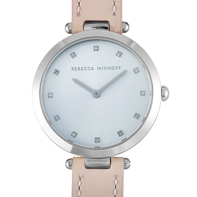 Rebecca Minkoff Nina Silver-tone Blush Leather Strap Watch 2200398 In Blush / Pink / Silver