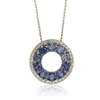 Suzy Levian Sterling Silver Blue And White Sapphire & Diamond Accent Double Circle Eternity Pendant In Blue