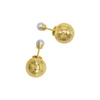 Adornia Spring 2022 14k Yellow Gold Vermeil Imitation Pearl Double Sided Ball Earrings In Gold