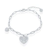 Simona Sterling Silver Heart With Cz Ribbon Paperclip Bracelet