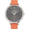 NIXON MEDIUM KENSIGNTON LEATHER 32MM SILVER/BLACK/RED STAINLESS STEEL WATCH A1261-2958