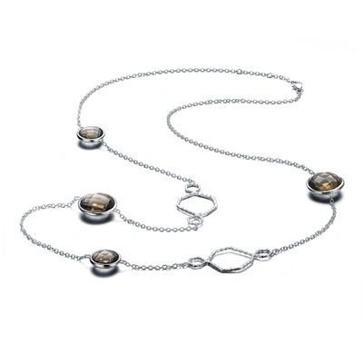Genevive Sterling Silver Brown Cubic Zirconia Station Necklace