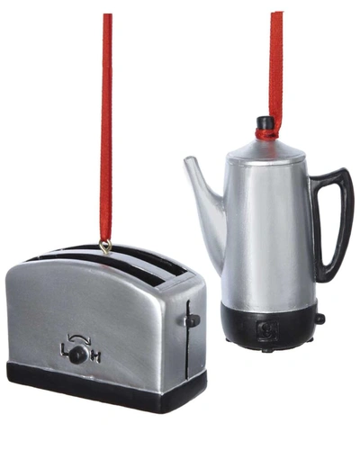 Kurt Adler 3in Resin Toaster/coffee Pot Ornaments In Multi