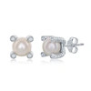 Simona Sterling Silver 6mm Round Fwp Pronged Rope Design W/ Cz Stud Earrings In Silver