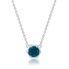 Nicole Miller Sterling Silver Round Gemstone Hexagon Stationary Pendant Necklace On 18 Inch Chain In Blue