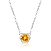 Nicole Miller Sterling Silver Round Gemstone Hexagon Stationary Pendant Necklace On 18 Inch Chain