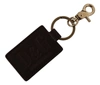 Dolce & Gabbana Brown Leather Logo Metal Ring Hook Keychain In Black