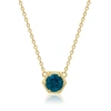 Nicole Miller 14k Yellow Gold Overlay Over Sterling Silver Round Gemstone Hexagon Stationary Pendant Necklace On 1 In Blue