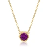 Nicole Miller 14k Yellow Gold Overlay Over Sterling Silver Round Gemstone Hexagon Stationary Pendant Necklace On 1 In Purple
