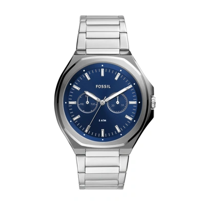 Fossil Men's Evanston Multifunction, Stainless Steel Watch In Blue