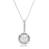 NICOLE MILLER STERLING SILVER ROUND CUT GEMSTONE ROPED HALO PENDANT NECKLACE AND CREATED WHITE SAPPHIRE ACCENTS ON