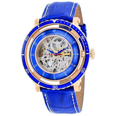 Christian Van Sant Men's Silver Dial Watch In Blue
