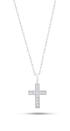 Nicole Miller 14k White Or Yellow Gold Cross Pendant Necklace With Cubic Zirconia And 18 Inch Adjustable Chain In Silver