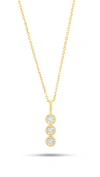 Nicole Miller 14k White Or Yellow Gold 3 Stone Pendant Necklace With Cubic Zirconia And 18 Inch Adjustable Chain In Silver