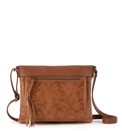 The Sak Sanibel Mini Crossbody In Tobacco Floral Emboss