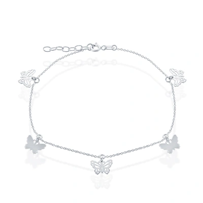Simona Sterling Silver Butterflies Anklet
