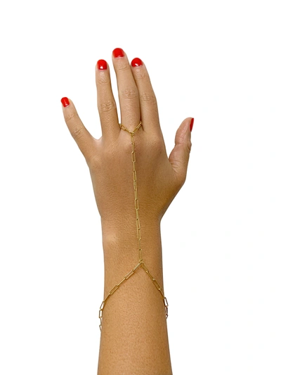 Adornia Paper Clip Hand Chain Gold In Yellow