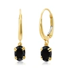 NICOLE MILLER 10K WHITE OR YELLOW GOLD OVAL CUT 6X4MM GEMSTONE DANGLE LEVER BACK EARRINGS FOR WOMEN WITH PUSH BACK