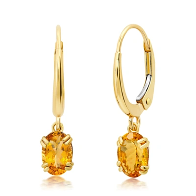 Nicole Miller 10k White Or Yellow Gold Oval  Cut 6x4mm Gemstone Dangle Lever Back Earrings For Women With Push Bac