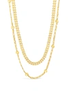Sterling Forever 14k Plated Layered Beaded Chain Necklace In Gold