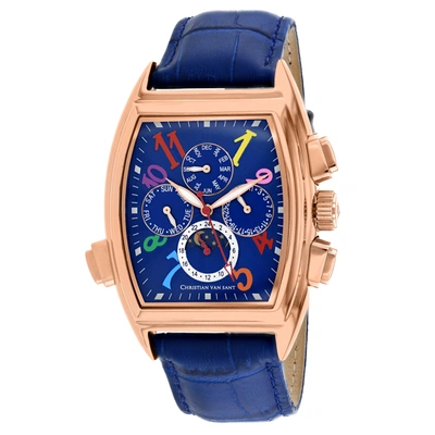 Christian Van Sant Men's Grandeur Blue Dial Watch In Blue / Gold Tone / Rose / Rose Gold Tone