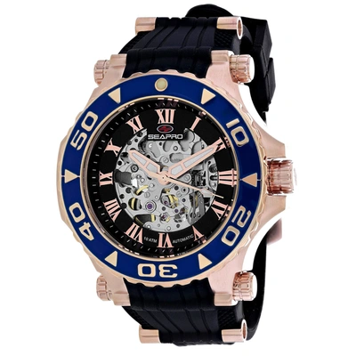 Seapro Men's Seaway Black Dial Watch In Black / Blue / Gold Tone / Rose / Rose Gold Tone