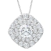 Pompeii3 2 1/4ct Tw Diamond (1ct Center) Cushion Halo Pendant White Gold Necklace In White
