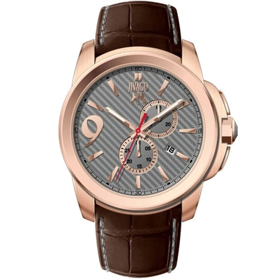 Jivago Gliese Grey Dial Brown Leather Mens Watch Jv1512 In Brown / Gold / Gold Tone / Grey / Rose / Rose Gold Tone