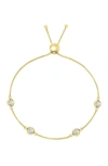 Savvy Cie Jewels Sterling Silver Simulated Diamonds By The Yard Bolo Adjustable Bracelet In Yellow