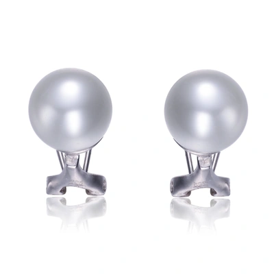 Genevive Sterling Silver White Pearl Stud Earrings