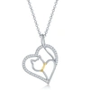 SIMONA STERLING SILVER CZ HEART WITH CENTER CAT CUT-OUT PENDANT