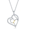 Simona Sterling Silver Cz Heart With Center Cat Cut-out Pendant