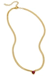 Savvy Cie Jewels 18k Gld Pl. Ruby Heart Cz Neck In White