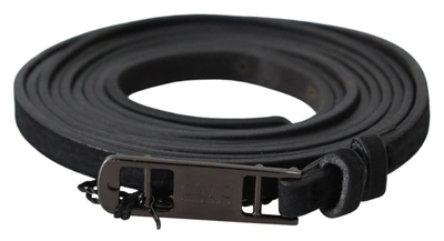 COSTUME NATIONAL LEATHER SKINNY LOGO BUCKLE WOMEN'S BELT