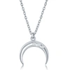 Simona Sterling Silver Diamond Italian Horn Necklace In Silver