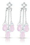 GENEVIVE GENEVIVE Sterling Silver Light Pink Cubic Zirconia Three Strand Drop Earrings