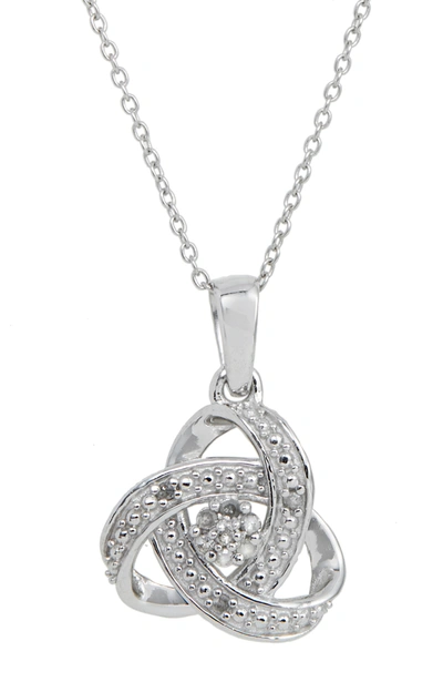 Savvy Cie Jewels Love Knot Diamond Necklace 0.10 Tcw In Silver