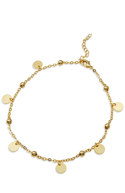 Savvy Cie Jewels 18k Gold Disc Charm Station Anklet In Yellow