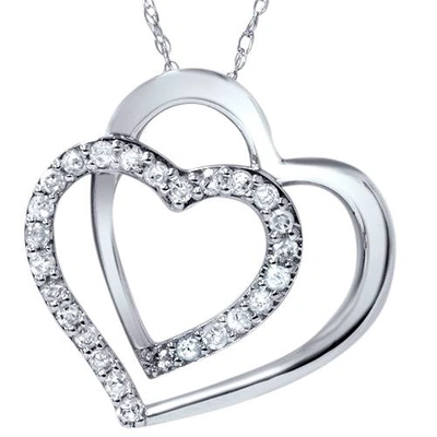 Pompeii3 1/4ct Diamond Heart Shape Pendant 10k White Gold 3/4" Tall In Silver