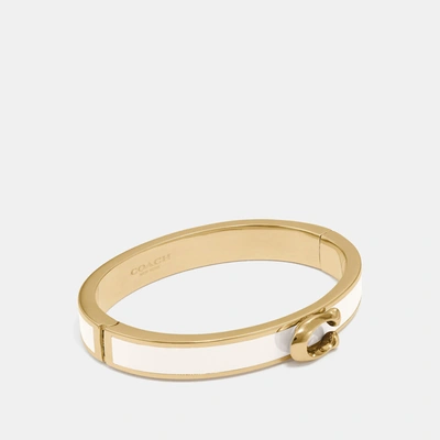 Coach Outlet Coach Signature Push Hinged Bangle In Gold