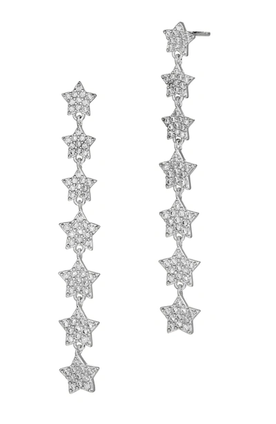 Savvy Cie Jewels Cz Pavé Linear Star Link Earrings In White