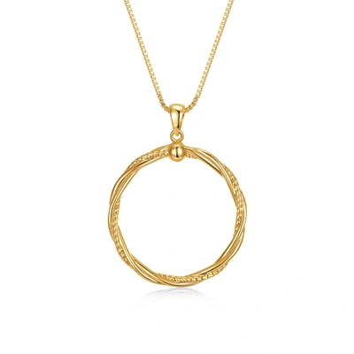 Rachel Glauber 14k Yellow Gold Plated Twisted Rope Eternity Wreath Halo Box Chain Necklace In Gold-tone