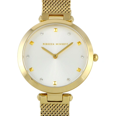 Rebecca Minkoff Nina Gold-tone Mesh Bracelet Watch 2200300 In Gold Tone / Silver / White