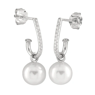 Splendid Pearls 14k White Golddangling Removeable Pearl Earrings With Diamonds